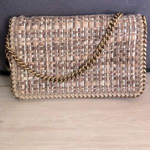 Authentic** Stella McCartney Falabella Crossbody Bag Woven Tweed beige
